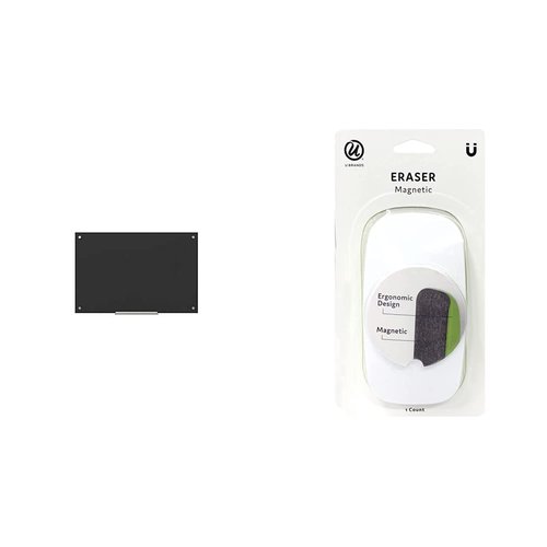 U Brands Glass Dry Erase Board + Magnetic Eraser Bundle (36 x 24 Inches)