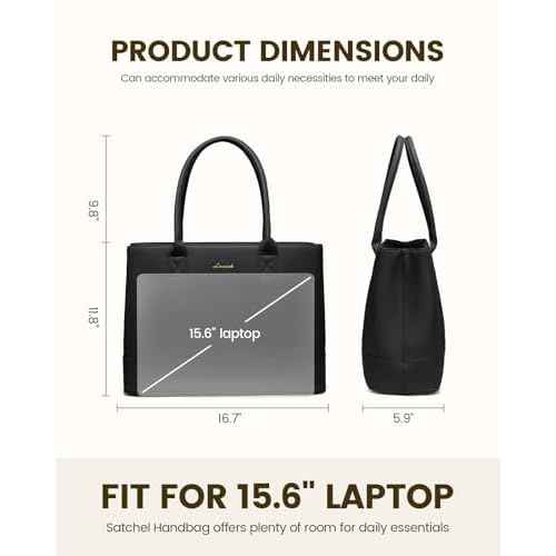 LOVEVOOK Laptop Bag for Women, Computer Work Tote Bag, Business Shoulder Handbag, Office Briefcase for Gift, Travel, Teacher
