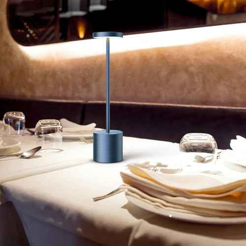 SAKRINGT Cordless Table Lamps Rechargeable,6000mAh Portable Battery Operated LED Table Light for Restaurant Outdoor Blue