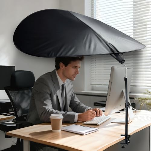 VSUNTENT 39" Round Office Cubicle Light Shade with Clamp, Anti-Glare Sunlight Blocker (Black) - 36" Version