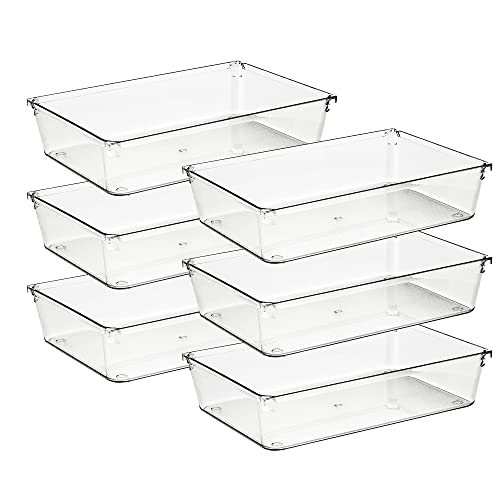 Ravinte 6 Pack Drawer Organizer, 6" x 9" Plastic Storage Bins