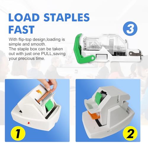 Churler Heavy Duty Electric Stapler - Automatic Flat-Clinch, 70 Sheet Capacity, 5500 Staples Included, 3 Binding Speeds