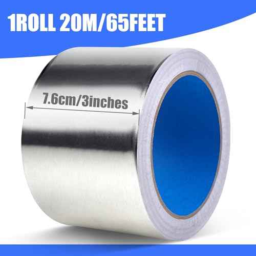 Romeda Aluminum Foil Tape, 3 inch x 65 Feet (3.9 mil), Insulation Adhesive Metal High Temperature Heavy Duty HVAC Tape, Silver for Ductwork, Dryer Vent, HVAC