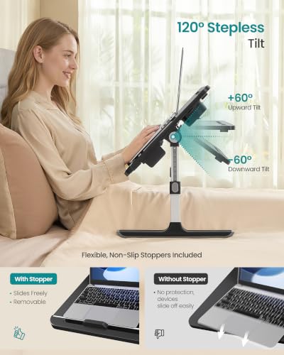 SONGMICS Black Foldable Adjustable Laptop Desk 15.7x22 Inches for Bed & Couch