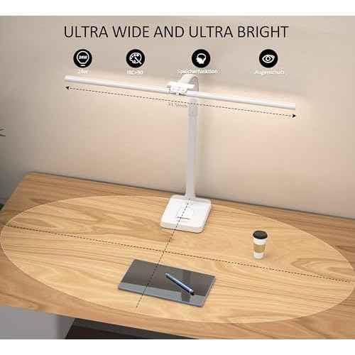 Double Head LED Desk Lamp, Architect Desk Lamps for Home Office, 24W Brightest Workbench Office Lighting-5 Color Modes and 5 Dimmable Eye Protection Modern Desk Lamp (White-Desktop, Big)