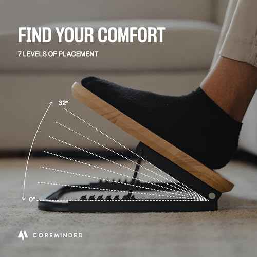 Adjustable Under Desk Foot Stool - Ergonomic Foot Rest with 7 Angles - Walnut