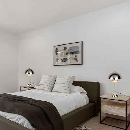 COSYLUX Modern Small Table Lamp for Bedroom, Cute Dome Shade Reflecting Light Reading Lamp for Living Room, Kid's Room, Study, Office, Beside Bedside Nightstand Desk Lamp(Chrome)