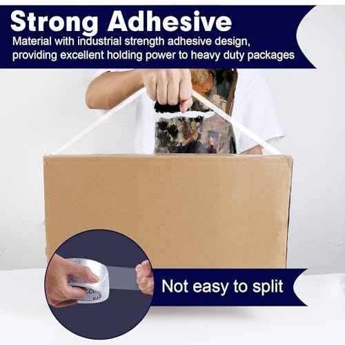 Packing Tape, 12 Rolls Clear Heavy Duty Packaging Tape with Dispensers for Packing, Shipping, Moving and Mailing, Thicker Sealing Tape-1.88" x 65 Yards Per Roll, 780 Total Yards