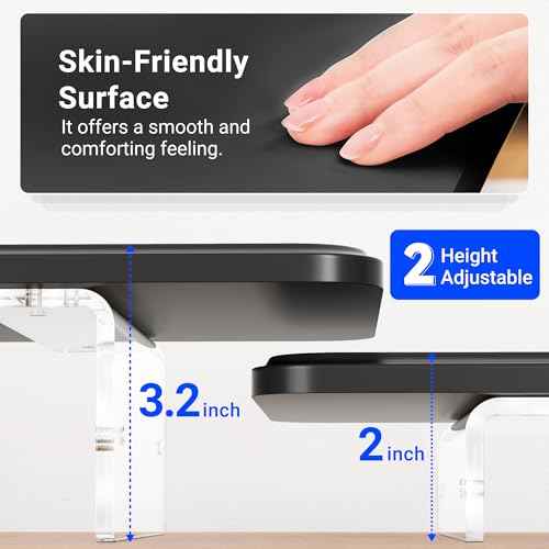 Monitor Stand Riser,31.5-Inch LED Light Wood Computer Monitor Stand with Adjustable Acrylic Legs,Desk Accessories Desktop Organizer Stand for, Computer,Laptop,Printer,PC TV Screen Riser,Black