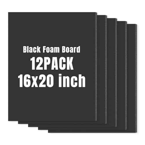 Golden State Art Foam Board 16x20-12 Pack - 1/8" Thick Black Poster Board Acid Free Foamboard for Paintings Prints, Art, Display, Crafts, Presentation and Projects