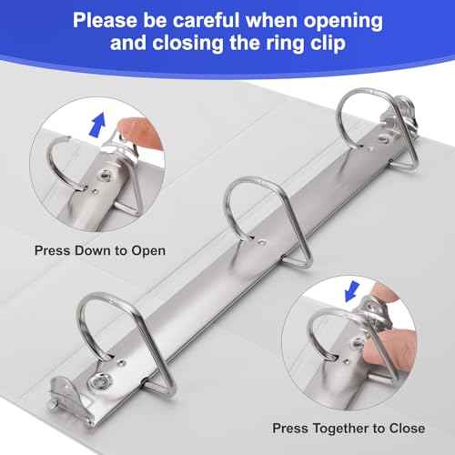 Comix Sturdy 1.5 Inch D-Ring Binders, 1.5'' 3 Ring Binder with Clear View Cover, 1-1/2 Inch Rings Holds 350 Sheets of 8.5" x 11" Paper, 6 Packs (White)