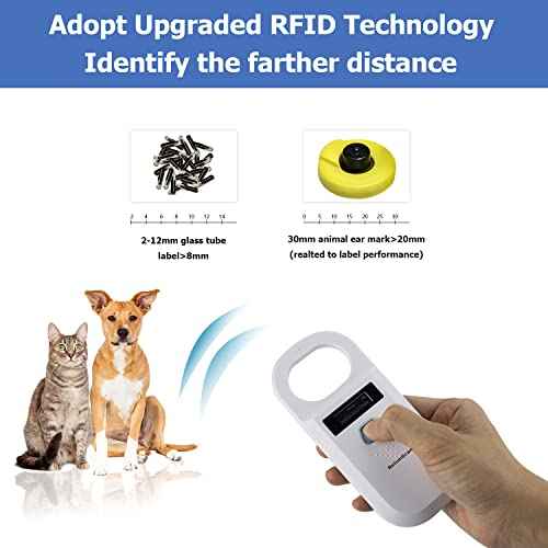 NetumScan Pet Microchip Scanner Reader, RFID EMID Handheld Pet Chip ID Rechargeable Data Storage Animal Tag With Stable OLED Display for ISO 11784/11785, FDX-B and ID64 RFID