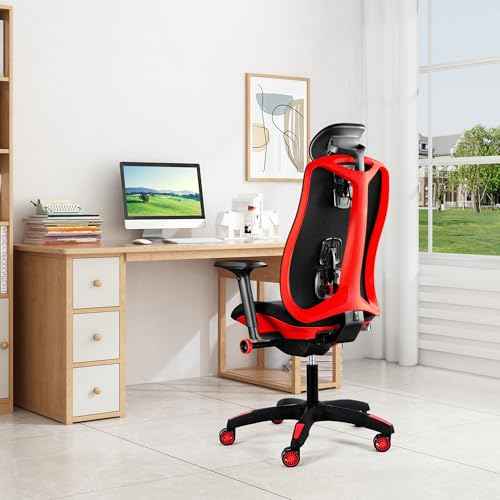 Frassie Gaming Chair Base Replacement with 5 Casters, Nylon Heavy Duty Desk Office Chair Wheel Base Part (Red)