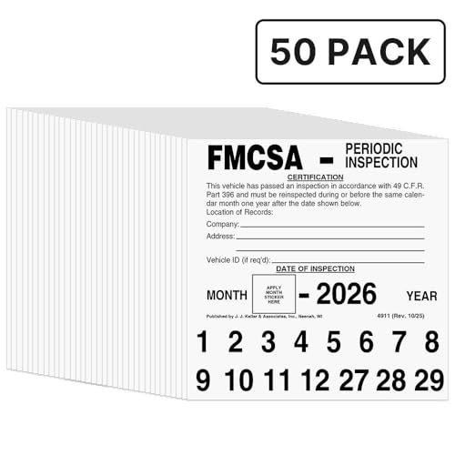 J. J. Keller FMCSA Periodic Inspection Label 5x5 50 Pack