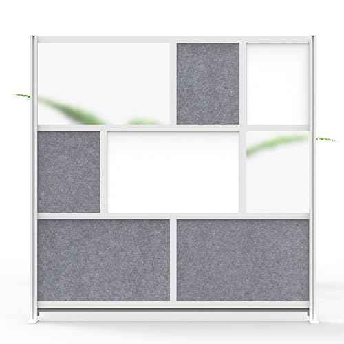 FSE 373-MW-7070-FWCG Modular Room Divider Wall System - 70" x 70" Starter Wall - Silver Frame, Whiteboard