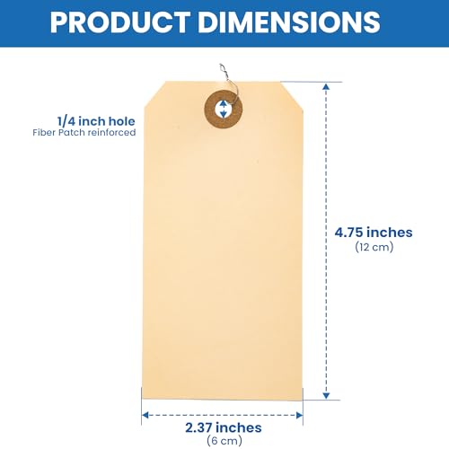 Perco Manila Shipping Tags No 5 4 3/4" x 2 3/8 in (12 x 6 cm) with Metal Wire Pack of 500 (12 x 6 cm)