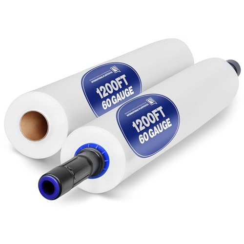 International Plastics Co. 2 Pack 15" Plastic Stretch Film Wrap with Extended Tension Handles 1200ft Each 500% Stretch Clear Cling Durable Adhering Packing Moving Heavy Duty Pallet Shrink