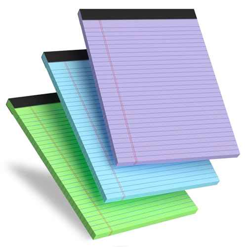 Colored Legal Pads, 3 Pack Writing Pads 8.5 x 11, Note Pads 8.5 x 11 College Ruled, Easy Tear-Off, Note Pads Lined Paper Pads 8-1/2 x 11 Notebook Paper for Office Supplies, 25 Sheets/Pad