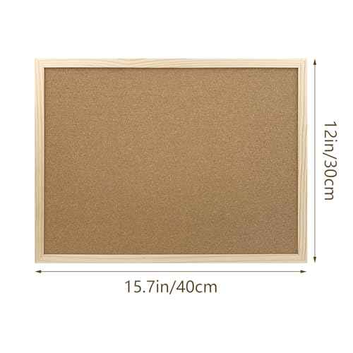 2 Pack Cork Board Bulletin Board, 15.7"X 11.81" inches with Oak Wood Finish Frame, for Wall Office Home and School (Pins, Eye Bolts, gaskets, Screws)