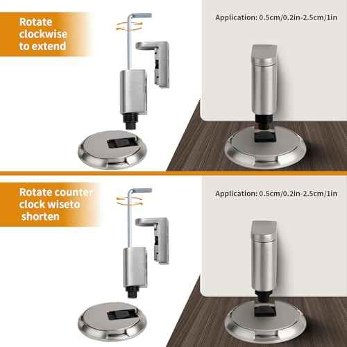 Bak Bo Windproof Door Stoppers 3 Pack Adjustable Bottom of Door Holder Indoor No Drilling Heavy Duty Mechanical Floor Door Stop with Screws and Adhesive Catch Door Keep Door Open Brushed Nickel BN-3