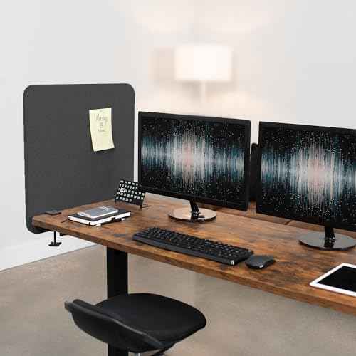VIVO Clamp-on 24 x 24 inch Privacy Panel, Sound Absorbing Cubicle Desk Divider, Acoustic Partition, Dark Gray, PP-1-V024D