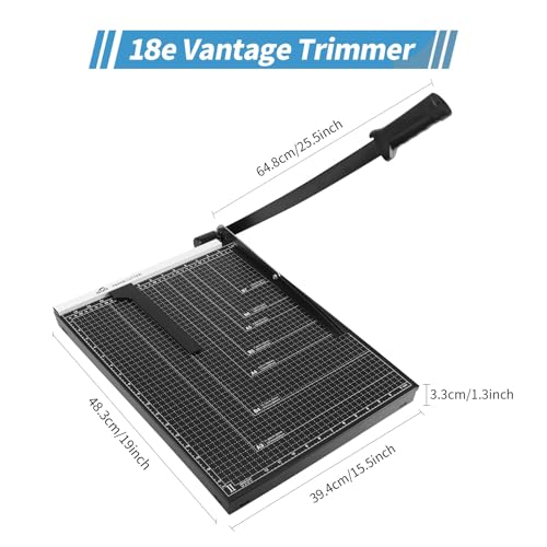 ISDIR Guillotine Paper Cutter 18" with Integrated Pressure Bar ? Heavy Duty Metal Base, 12-Sheet Capacity, Magnetic Guide & Safety Guard ? Precision Trimmer for Cardstock, Crafts, DIY, Photos & Office