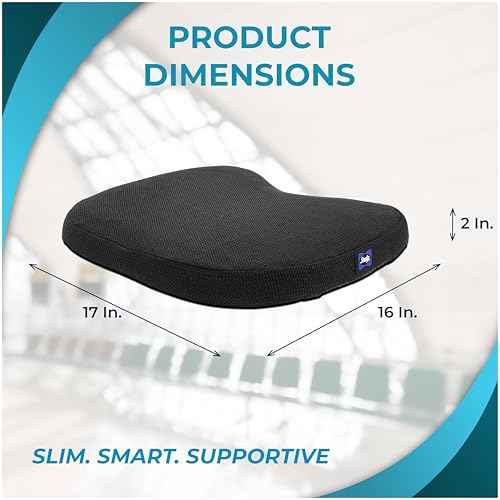 Sealy Memory Foam Car Seat Cushion ? Gel Seat Cushions for Office Chairs, Tailbone Pain Relief Cushion, Cooling Pillow, Slim Fit Car Seat