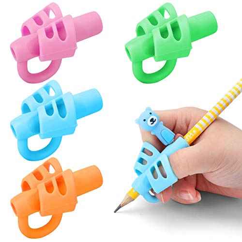 BUSHIBU Pencil Grips for Kids Handwriting, Toddler Pencil Grip, Pen Grips Trainer for Beginners Preschoolers Kindergarten Children(4 PCS)