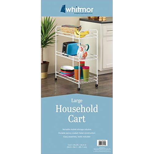 Whitmor 3 Tier Large Wire Rolling Cart