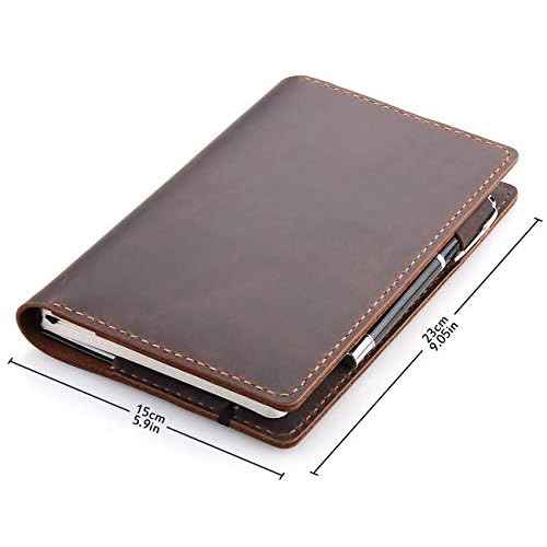 Robrasim Leather Journal Cover Fits for Moleskine Large Hard Cover Notebook, Handmade Vintage Leather Cover for 5"x8.25" Hardcover Notebooks - Coffee