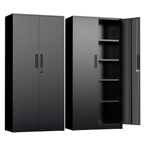 Metal Storage Cabinet with Lock, 72" H Lockable Locking Doors, Steel