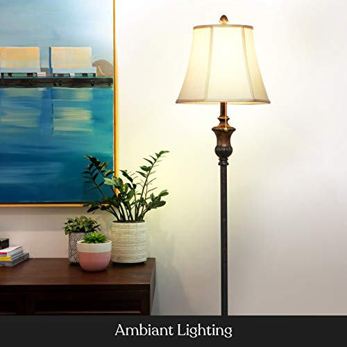 Brightech Sophia LED Floor Lamp, Tall Mid-Century Modern Lamp with Bell Shape Fabric Shade, Great for Bedroom & Living Room Decor - Bronze