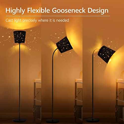LED Floor Lamp, Standing Lamp for Living Room with Linen Lamp Shade,Adjustable Gooseneck Modern Reading Light,Floor Lamps for Bedroom,Office,Farmhouse,6W LED Bulb Included