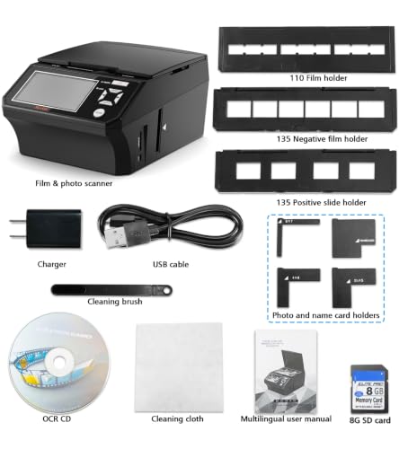 DigitPro Black Photo, Slide & Negative Scanner with 5” Large Screen