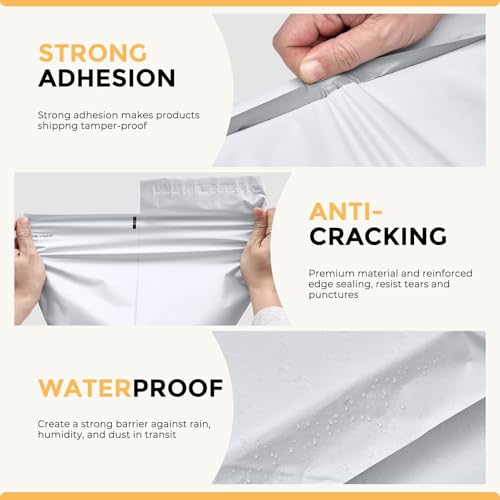 METRONIC White Poly Mailers 19x24 Inches - Pack of 25 Large Shipping Bags for Clothes