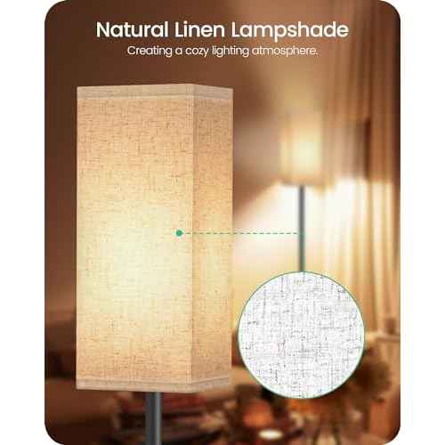2 Pack Floor Lamp, Pole Lamp with Foot Switch, Modern Standing Lamp Lampshade, Minimalist Freestanding Lamp (Bulb Not Included), for Living Room, Bedroom Office, Black and Beige E07LDP205