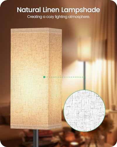 Beige & Black Modern Floor Lamp 64.6" with Foot Switch - Minimalist Standing Light for Living Room & Bedroom