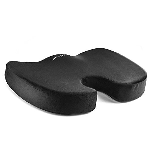 SnugPad Memory Foam Seat Cushion, for Sciatica, Back, Hip, and Tailbone Pain Relief, Firm Comfortable, Support for Office Chair, Wheelchair, Car. Non-Slip Orthopedic Memory Foam Coccyx Cushion 2 Pk