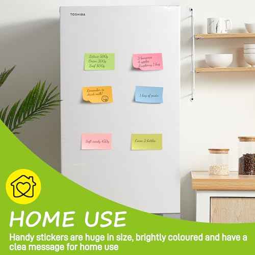 480 Sheets 3 in x 5 in Large Sticky Notes, 76 x 127 mm 6 Pads Assorted Self-Stick Pads for Notebook,Office,School and Home,80 Sheets/Pad (6 Pads Brillant)