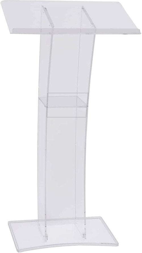 EastSideHX Portable Lectern Podium Stand with Storage Shelf,Acrylic Clear Pulpits for Speeches, Churches, Classrooms, Meeting Rooms,Wedding Ceremony Platforms and Exhibition Rooms