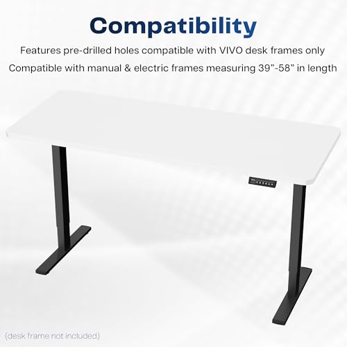 VIVO White 60 x 24 inch Universal Solid One-Piece Table Top for Standard and Sit to Stand Height Adjustable Home and Office Desk Frames, DESK-TOP60W