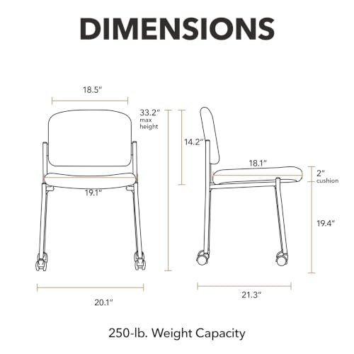 HON Scatter Guest Chair, Armless, Black Fabric – Black Back, 4-Stack, 250 lb