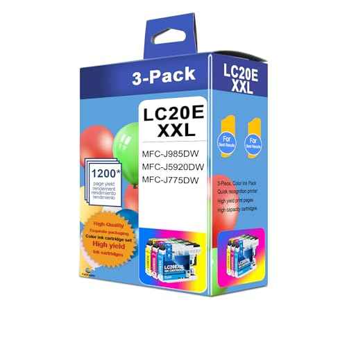 LC20EXXL Ink Cartridges (Cyan, Magenta, Yellow, 3-Pack) - Super High Yield LC20E C/M/Y Ink Cartridges Replacement for Brother MFC-J985DW MFC-J5920DW MFC-J775DW