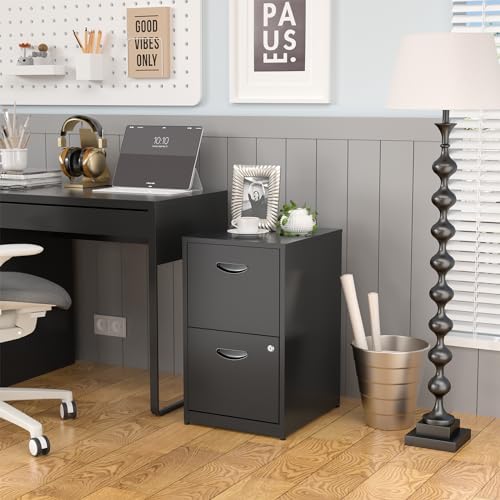 SteeLoong Black 2-Drawer Metal File Cabinet with Lock - Light Duty Office Storage