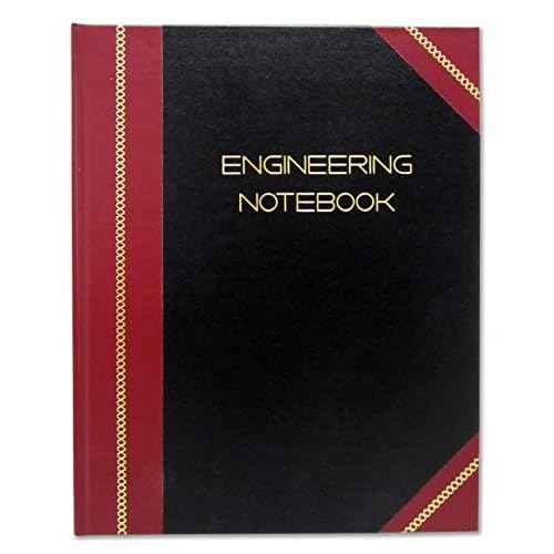 BookFactory Professional Engineering Notebook - 168 Pages (.25'' Grid Format), 8'' x 10'', Engineer Lab Notebook, Black and Burgundy Cover, Section Sewn Hardbound (Made in USA)