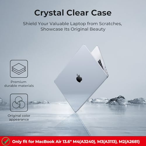 EooCoo Crystal Clear MacBook Air 13 inch Case M5 M4 M3 M2 2022-2026