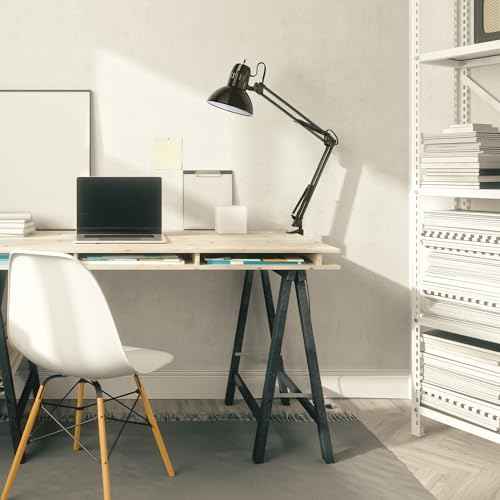 Globe Electric 56963 31.5" Multi-Joint Desk Lamp with Metal Clamp, Black, On/Off Rotary Switch on Shade, Partially Adjustable Swing Arm, Home Essentials, Reading Light, Office D?cor