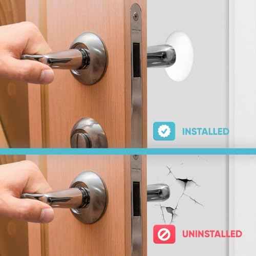 Strongest Home Wall & Door Handle Stopper 5" Set of 3 Pieces White Rubber Door Knob, Round Wall Shield Cushion, Quiet Wall Protector for Door Handle, Guard Door Bumper, Self Adhesive