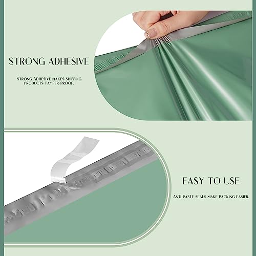 Metronic Grayed Jade Green Poly Mailers 14.5x19 Shipping Bags 50PC - Large, Tear & Water-Resistant