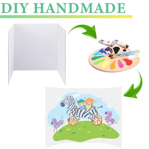 3 Pack Medium Trifold Poster Board, 24 x 16inches Poster Board with Double Sided Tapes and Cardboard, Corrugated Presentation,Science Fair Display Boards for School Project, Science Fair, Business